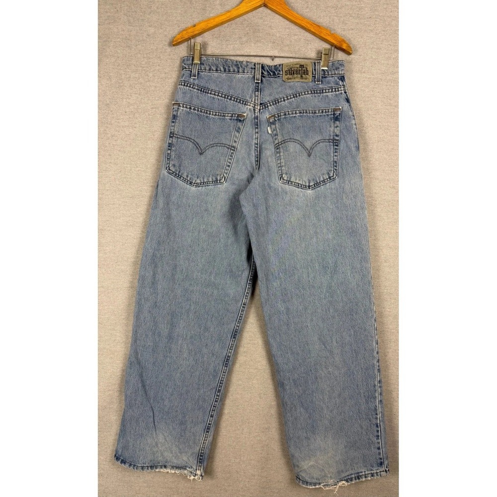 Vintage Levis SilverTab Baggy Jeans Mens 31x29 Light Wash Blue Denim Made in USA